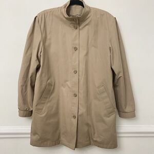 Vtg London Fog Women Trench Coat Faux Fur Lined Khaki Tan Size 10